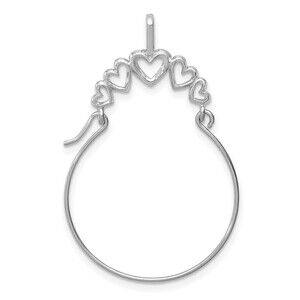 Million Charms 10k White Gold Polished 5-Heart Charm Holder